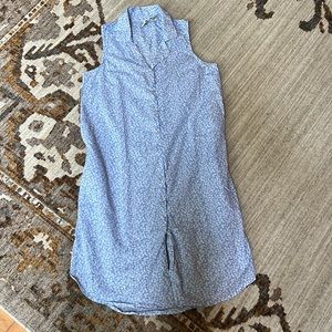 Joie Blue Floral Cotton Shirt Dress S